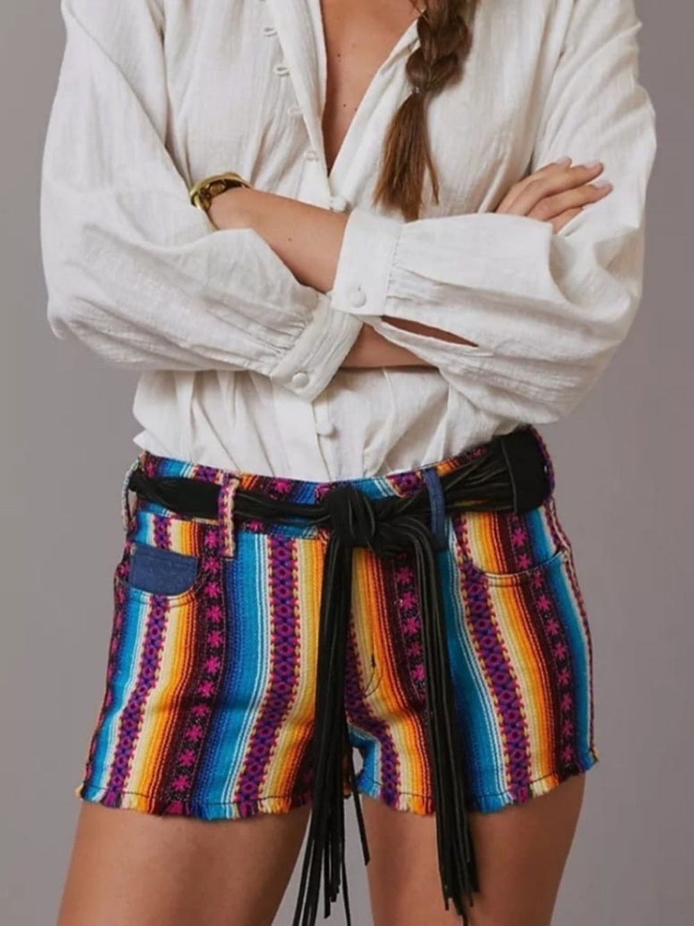 Anthropologie Multicolor Striped Festival Jean Shorts